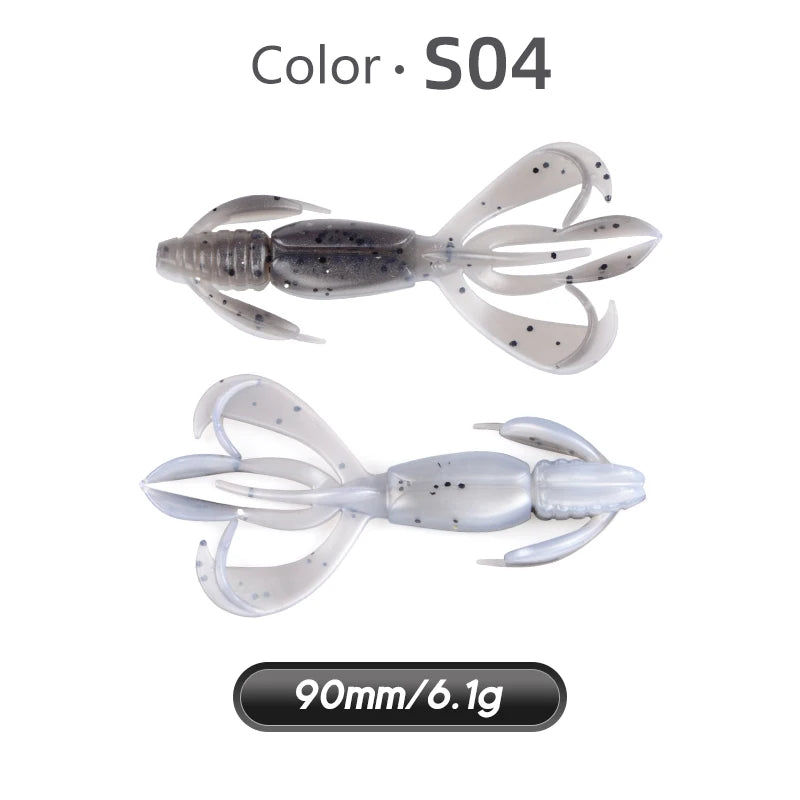 MEREDITH Fishing Lures Crazy Flapper 90mm/6.1g 10pc/Lot Craws Soft Lures Fishing Soft Bait Shrimp Bass Bait Peche Gear