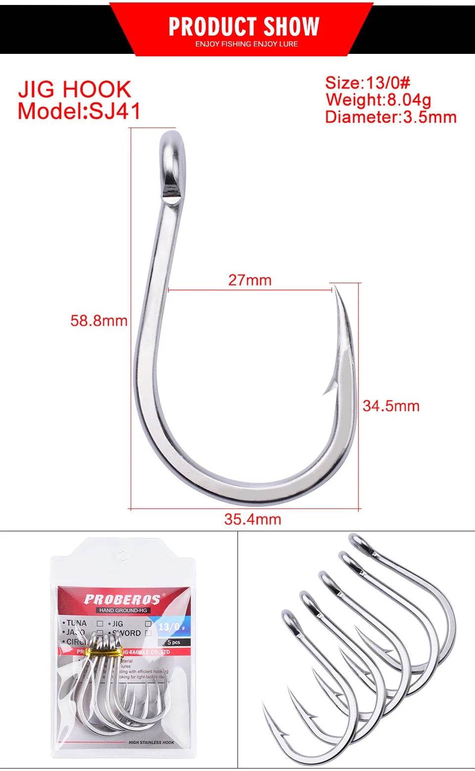 PROBEROS Large Stainless Steel Sea Hook - Fish & Cheaps | Fishing & Outdoor Gear
