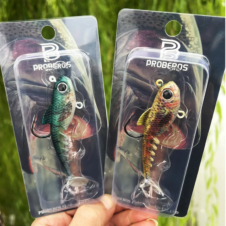 PROBEROS T Tail Soft Lure Lead Head Single Hook 6.5g-13.5g Bass Fishing Lure High Carbon Steel Freshwater