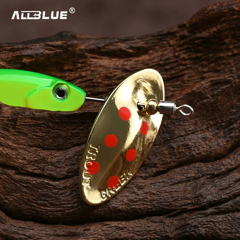 ALLBLUE FLYSPIN Rotating Spinner 6g 8.5g Metal Lure Brass Hard Artificial Bait Copper Freshwater Creek Trout Fishing Tackle