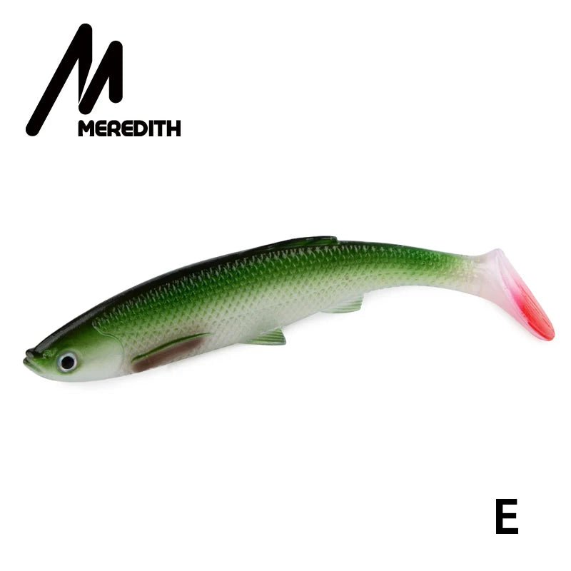 MEREDITH 4.73" Bleak Paddle Tail 14.5g 4pcs 120mm Fishing Soft Lures 3D Eyes T Tail Artificial Bait Plastic Pike Fishing Lures