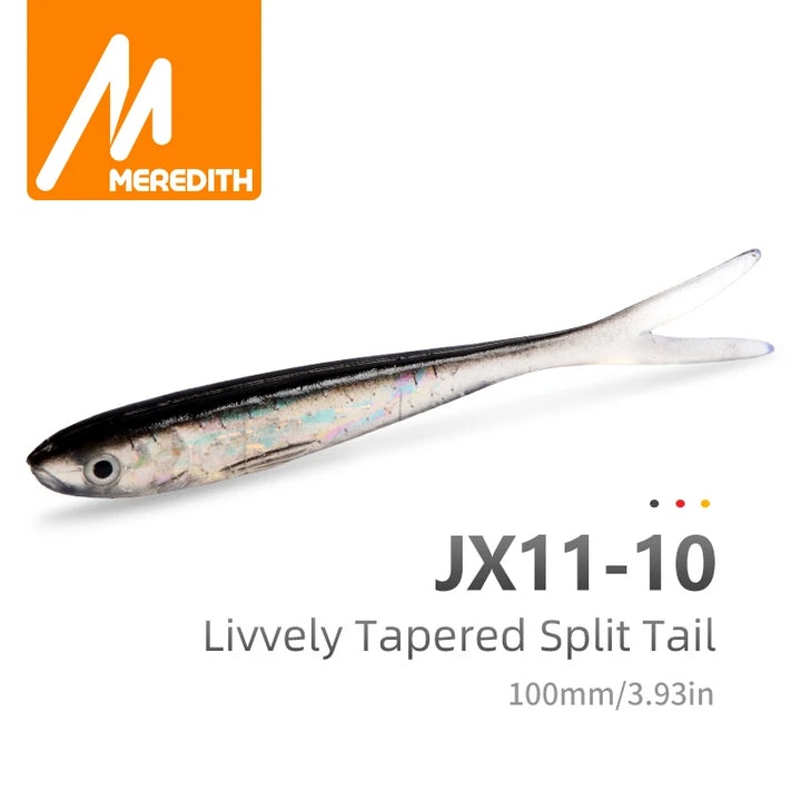 MEREDITH 5pcs 100mm 4.4g Saltwater Freshwater Fishing soft Lures Silicone Minnow Worms Wobblers Artificial Bait Bass Tackle Jigs