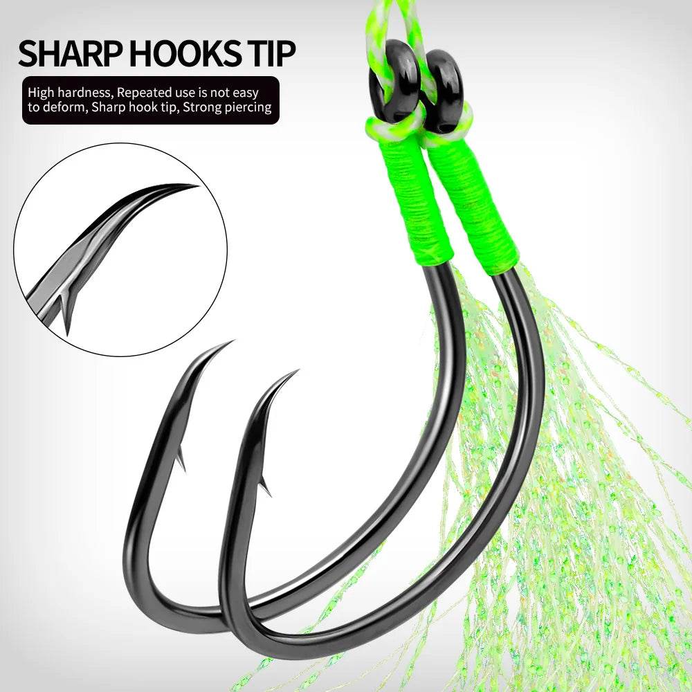 PROBEROS 2Pcs Assist Double Jig Hooks - Fish & Cheaps | Fishing & Outdoor Gear
