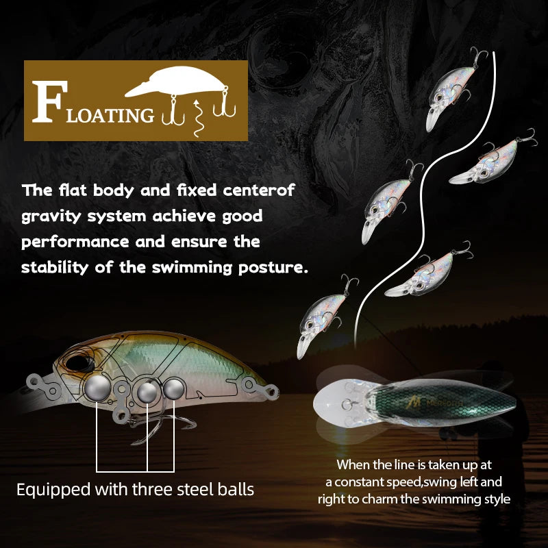 MEREDITH 6.5cm 14g JERK CRANK Wobblers Crank Fishing Lure Artificial Minnow Jerkbait Floating Hrad Lure For Trout Fishing Bait