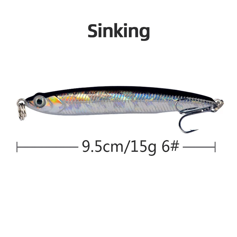 1pcs High Quality Thrill Stick Fishing Lure 8.1g 10g Sinking Pencil Long Casting Shad Minnow Artificial Bait Pike Lures