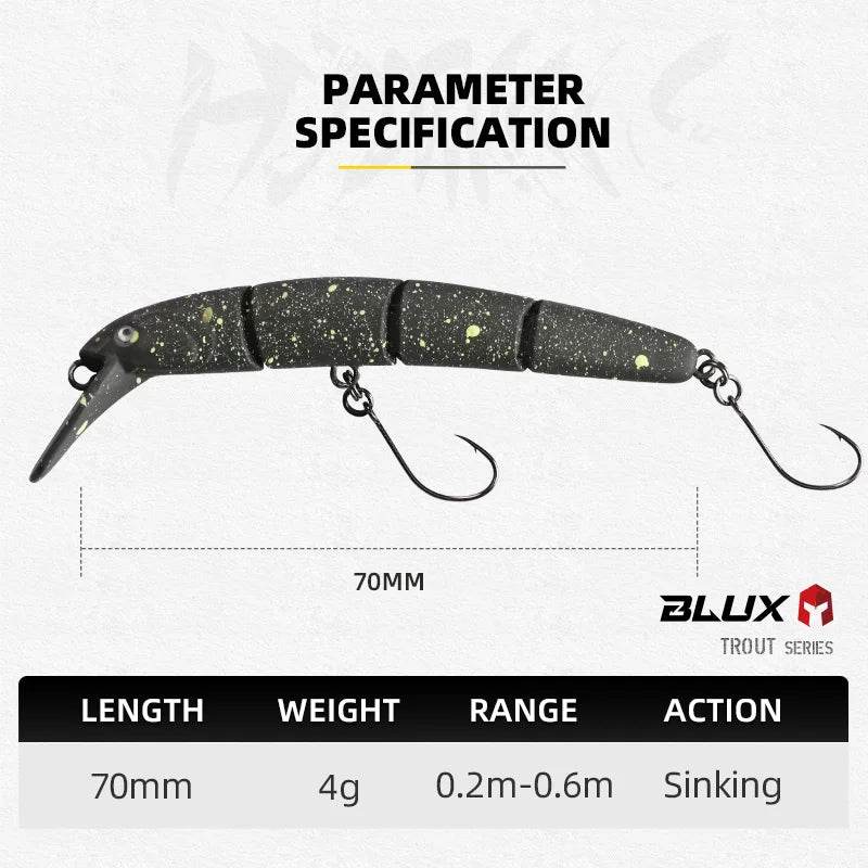 BLUX HYDRAM-S Joint Minnow 70mm Sinking Lure - Fish & Cheaps | Fishing & Outdoor Gear