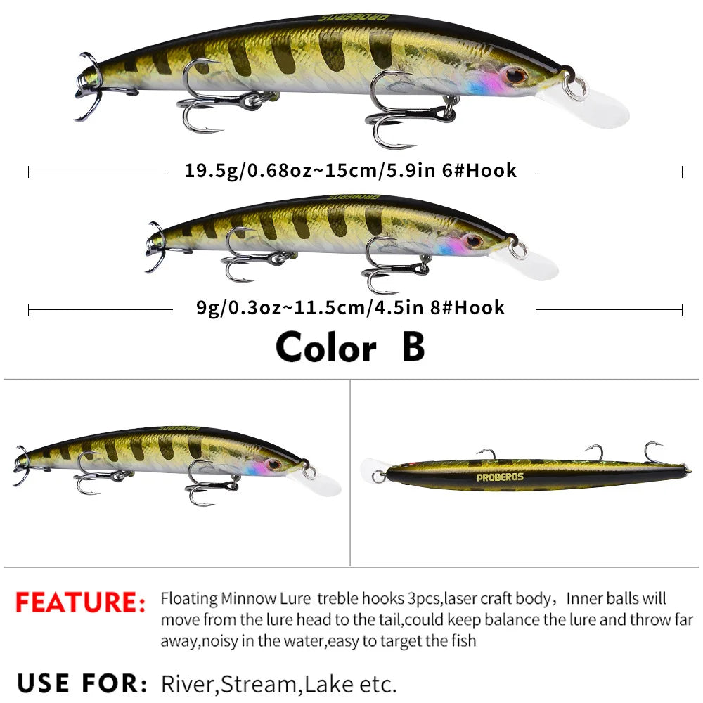 1Pcs Japanese Minnow Fishing Lures Floating 9g 19.5g Hard Bait Artificial Bait Wobbler Crankbait Carp Perch Pesca Fishing Tackle