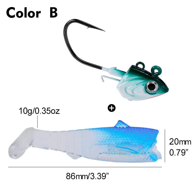 PRO BEROS 1Pcs 30g 35g 45g Head Jig Hooks for Soft Worm Fishing Tackle Sea Fishing Hook Lure Fish Head Shape Bait