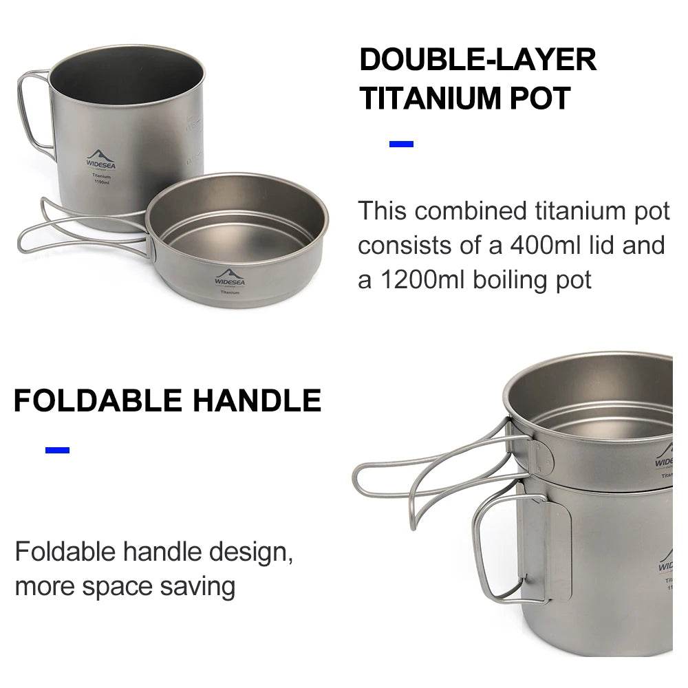 Widesea Titanium Camping Mug Pot — Ultralight 1100ml - Fish & Cheaps | Fishing & Outdoor Gear