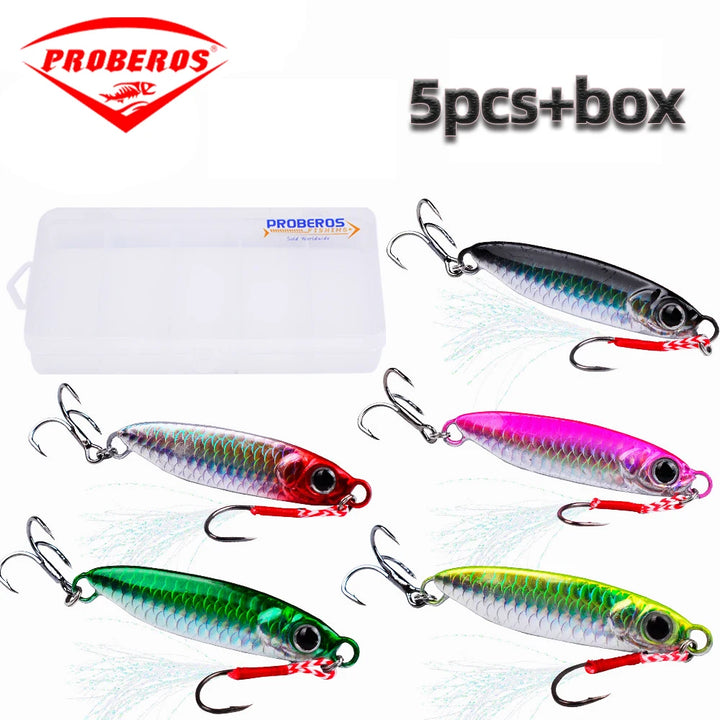 5Pcs Japen Metal Lure Kit Cast Jig Spoon 7/10/15/20/30g Shore Casting Jigging Fish Sea Bass Fishing Lure Artificial Bait Tackle