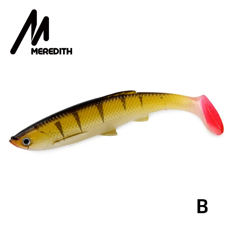 MEREDITH 4.73" Bleak Paddle Tail 14.5g 4pcs 120mm Fishing Soft Lures 3D Eyes T Tail Artificial Bait Plastic Pike Fishing Lures