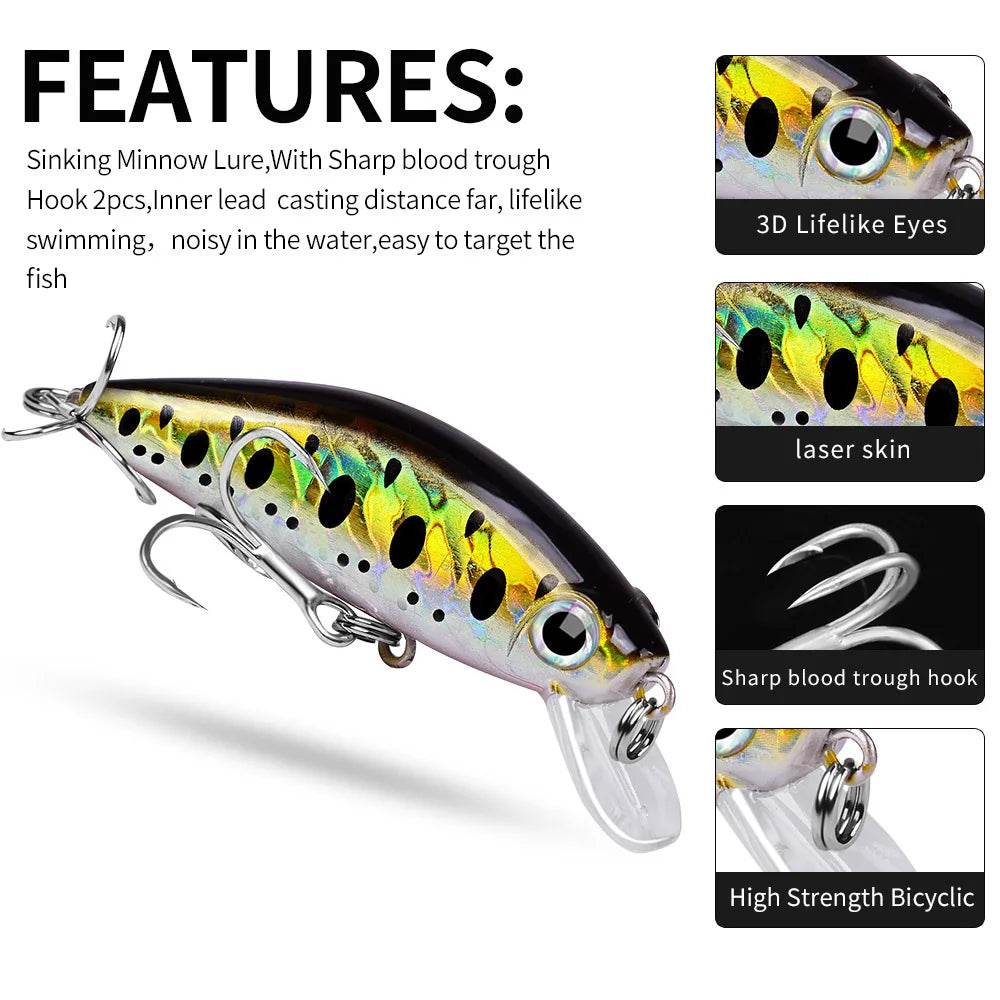 PROBEROS Sinking Minnow 80mm – Lifelike Crankbait Action - Fish & Cheaps | Fishing & Outdoor Gear