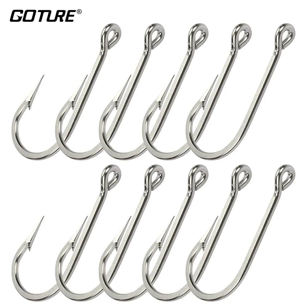 Goture 10pc Stainless Steel Saltwater Hooks - Fish & Cheaps | Fishing & Outdoor Gear