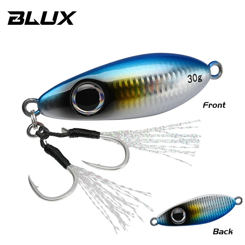 BLUX Flyspoon Metal Jig Spoon Fishing Lure 30G Artificial Bait Shore Hard Slow Jigging Longcast Sea Bass Tuna Saltwater Tackle