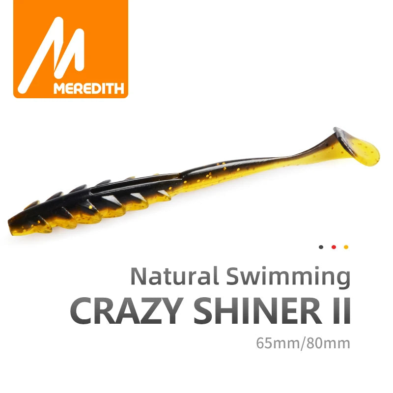 MEREDITH Crazy Shiner II Soft Lure 65mm 80mm Fishing Lure Shad Silicone Baits T-tail Wobblers Swimbait Artificial leurre souple