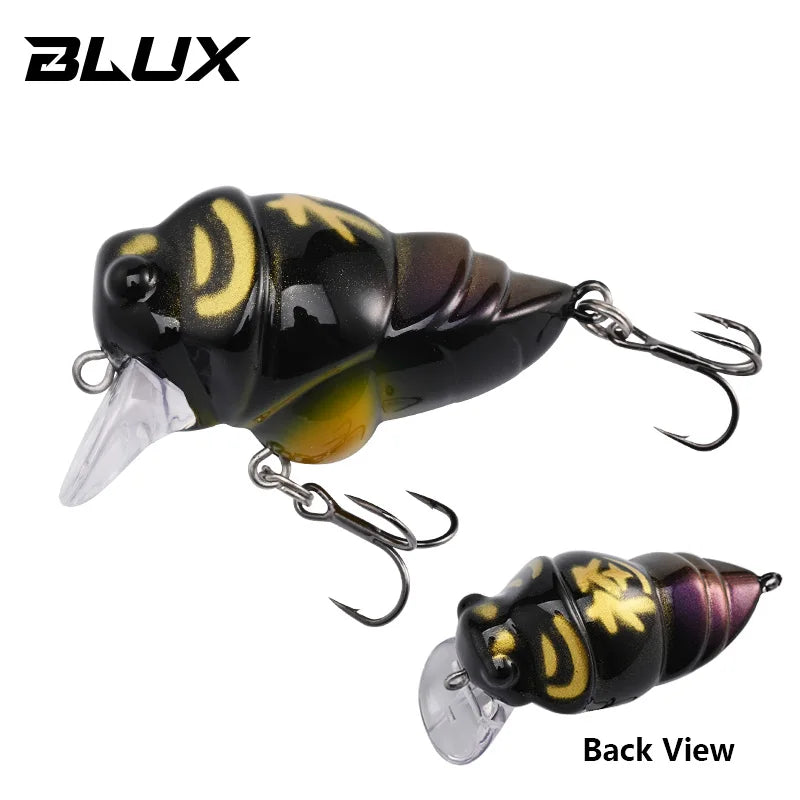 BLUX Cicada Fishing Lure 39mm 6.3g Insect Floating Crankbait BFS Shallow Rolling Crank Freshwater Bass Perch Trout Bait Tackle