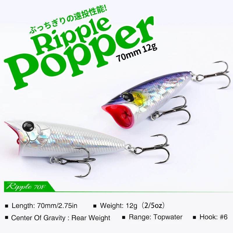 TSURINOYA 70F Popper Ripple – Surface Casting Lure - Fish & Cheaps | Fishing & Outdoor Gear