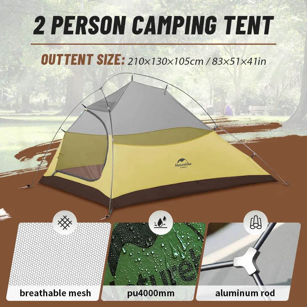 Naturehike Cloud Up 2 Ultralight Trekking Tent - Fish & Cheaps | Fishing & Outdoor Gear