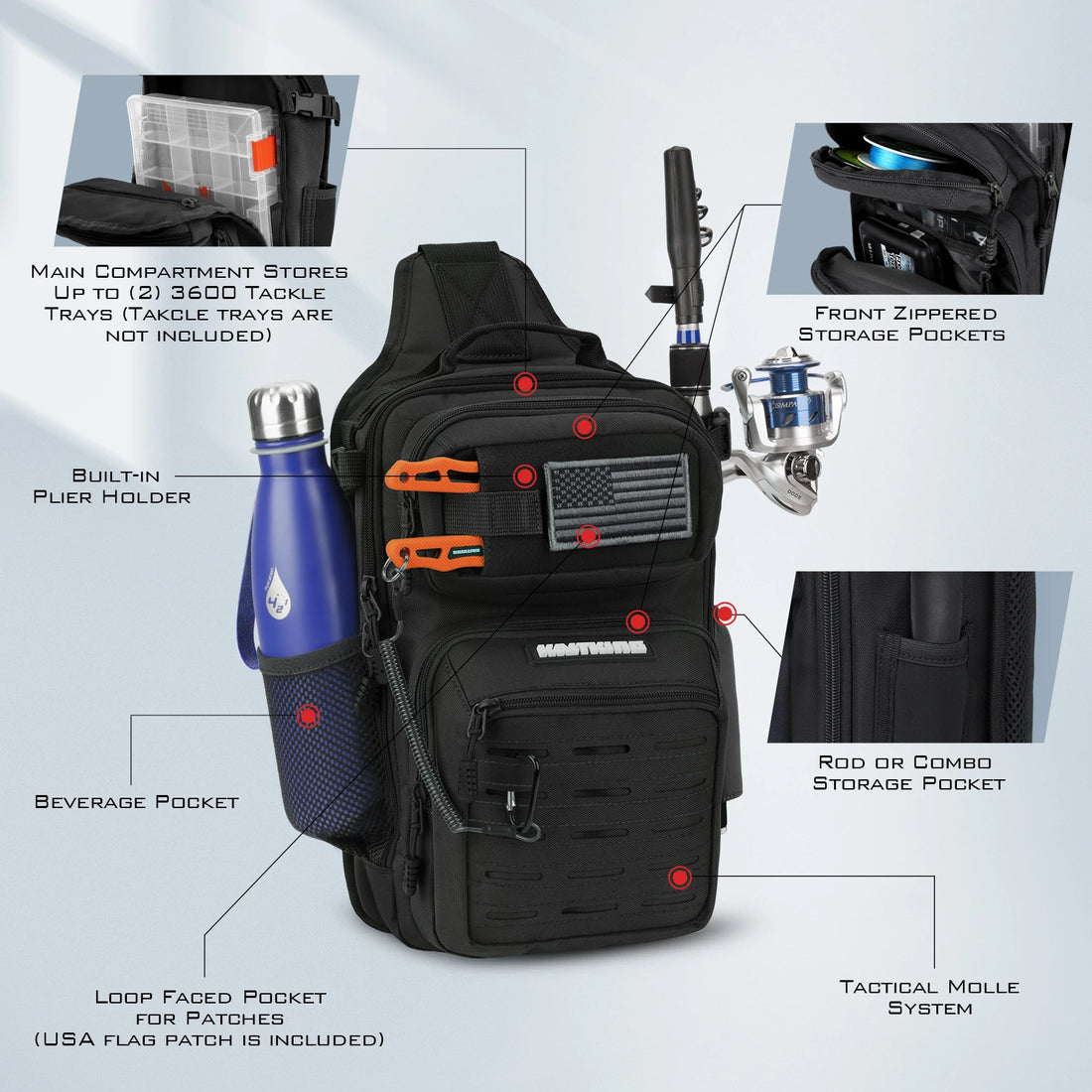 KastKing BlowBak Tactical Fashion Fishing Sling Tackle Bag