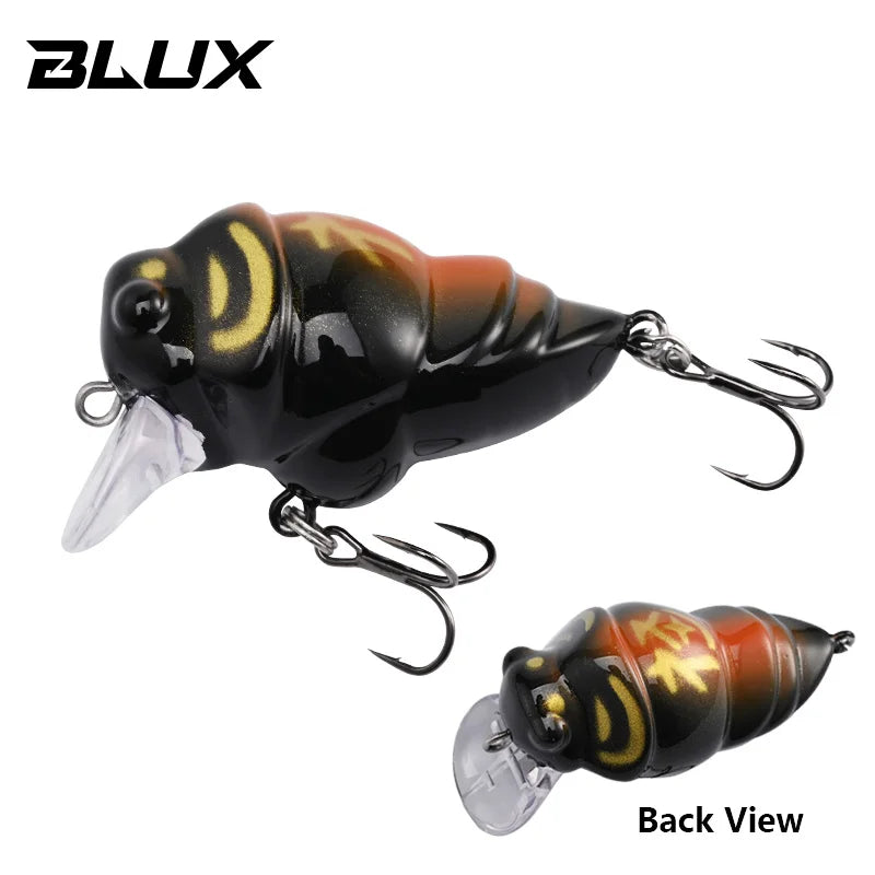 BLUX Cicada Fishing Lure 39mm 6.3g Insect Floating Crankbait BFS Shallow Rolling Crank Freshwater Bass Perch Trout Bait Tackle