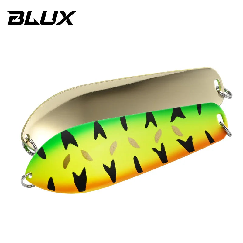 BLUX LUCIUS Legend Spoon Fsihing Lure 34G 100MM Pure Brass Casting Slow Trolling Metal Wobbler Pike Bass Bait Freshwater Tackle