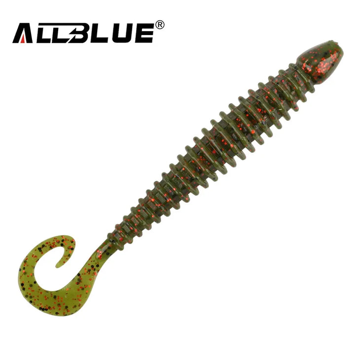 ALLBLUE Saturn 105mm 9g Soft Lure Single Tail Worm Grub 6pcs/lot Silicone Artificial Plastics Bait Bass Swimbait  Pike Tackle