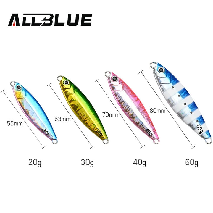 ALLBLUE WAHOO Wide Metal Jig Shore Jigging Spoon 20G 30G 40G 60G Casting Drag Sea Bass Lure Artificial Bait Fishing Tackle