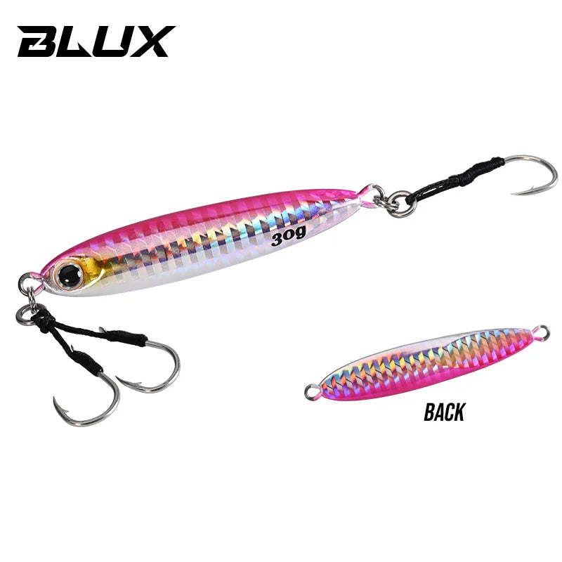 BLUX Slow Blatt Cast Slim Metal Jig 15g 20g 30g Fishing Lure Jigging Spoon Off Shore Rock Saltwater Bass Artificial Baits