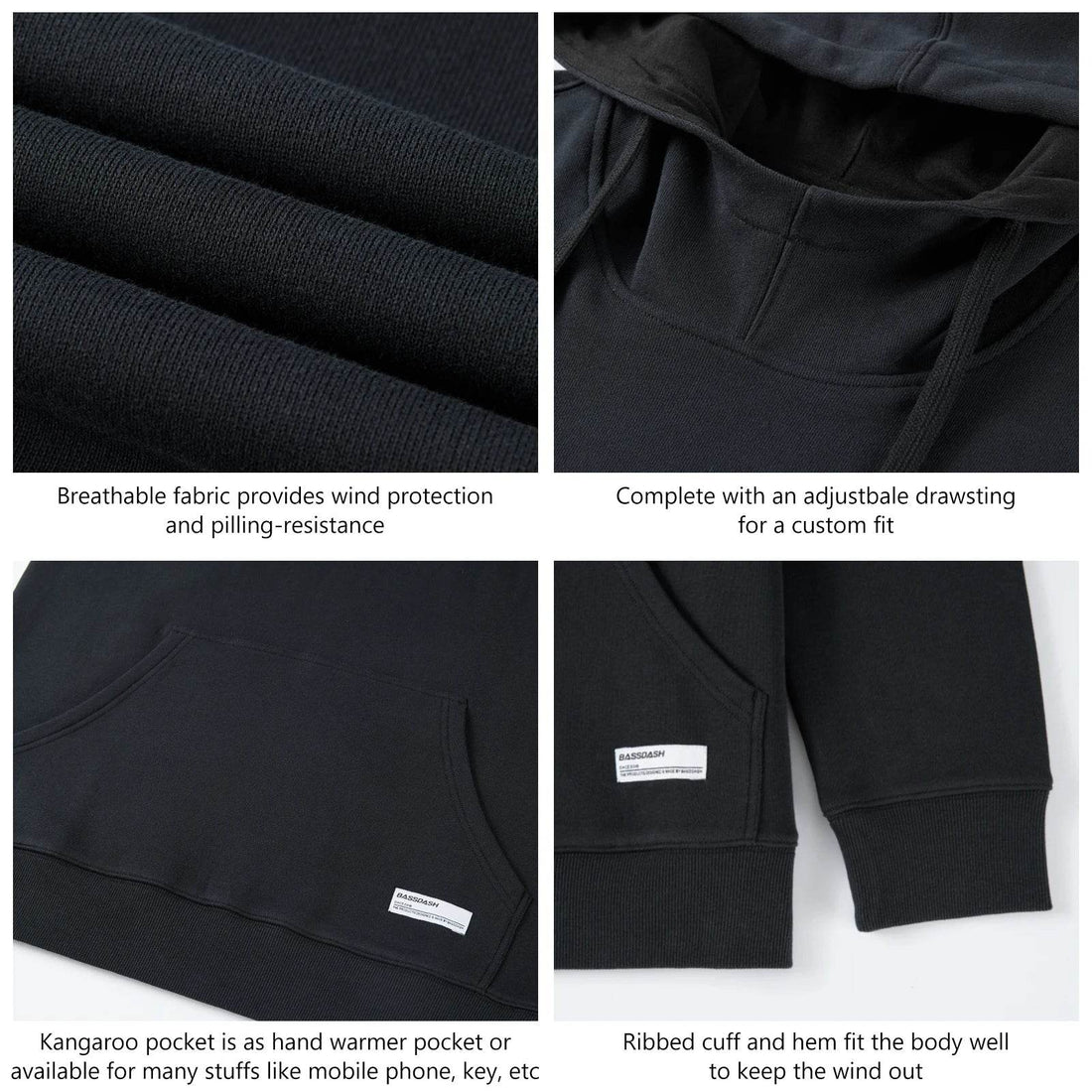 BASSDASH Cotton Hoodie – Men’s Warm Pullover - Fish & Cheaps | Fishing & Outdoor Gear