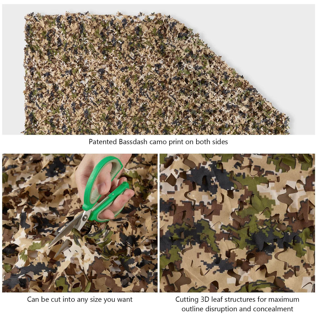 BASSDASH Camo Netting – Water Resistant 3D Mesh - Fish & Cheaps | Fishing & Outdoor Gear