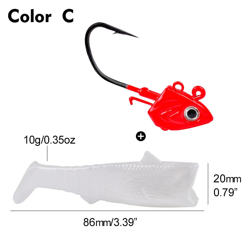 PRO BEROS 1Pcs 30g 35g 45g Head Jig Hooks for Soft Worm Fishing Tackle Sea Fishing Hook Lure Fish Head Shape Bait