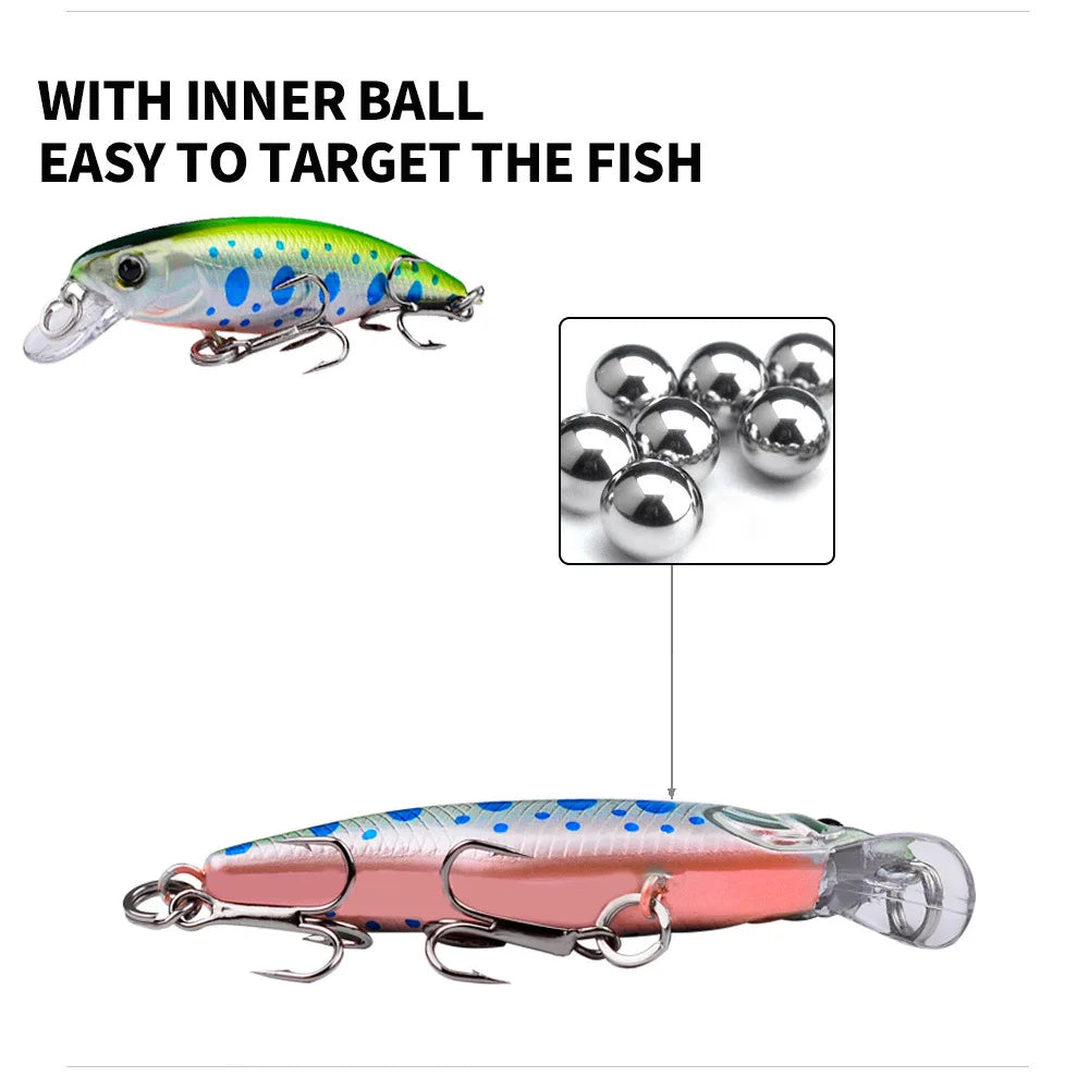 Mini Sinking Minnow Wobblers Fishing Lures 5.7cm 4.5g Trout Artificial Plastic Hard Bait Jerkbait Crankbait Bass Fishing Tackle