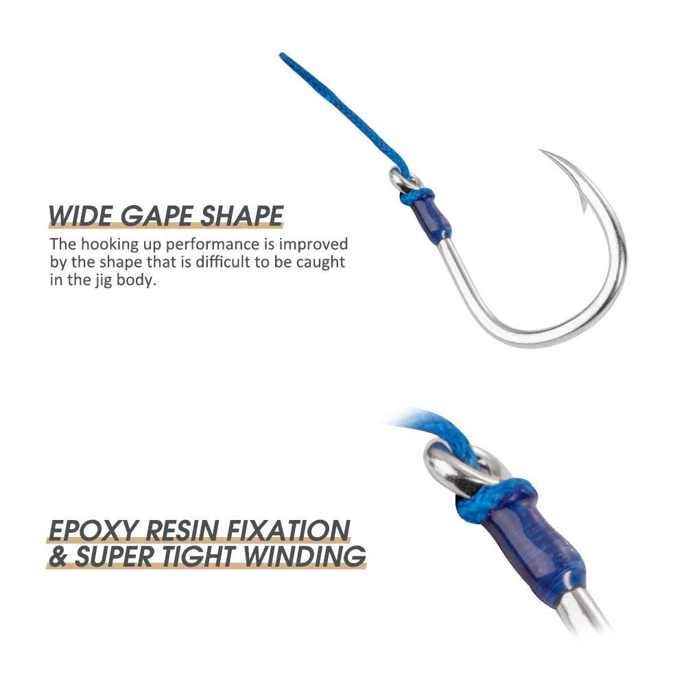 Noeby Heavy Duty Jigging Assist Rig Hooks – 3PC Tin Coated - Fish & Cheaps | Fishing & Outdoor Gear