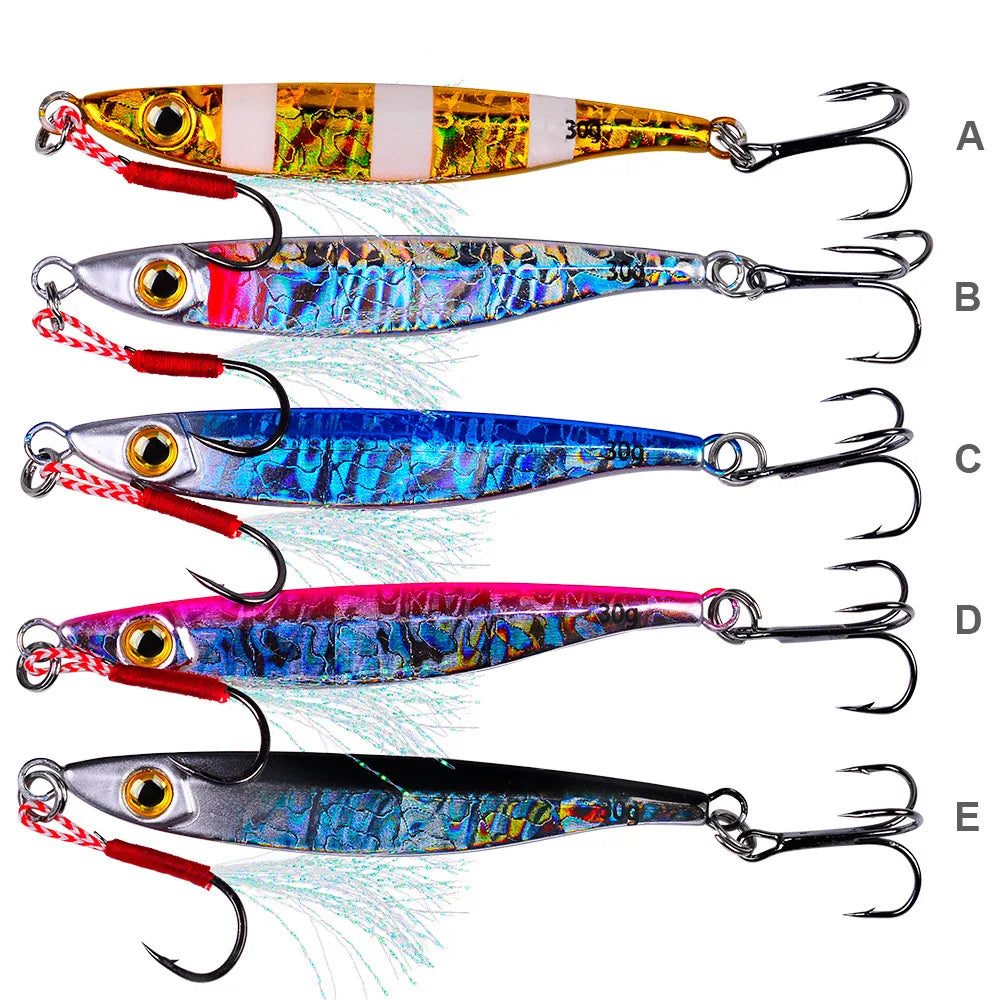 Japen Metal Cast Jig Spoon 7-30g Luminous Shore Casting  Sea Bass Fishing Lure Artificial Bait Tackle Jigging Lure