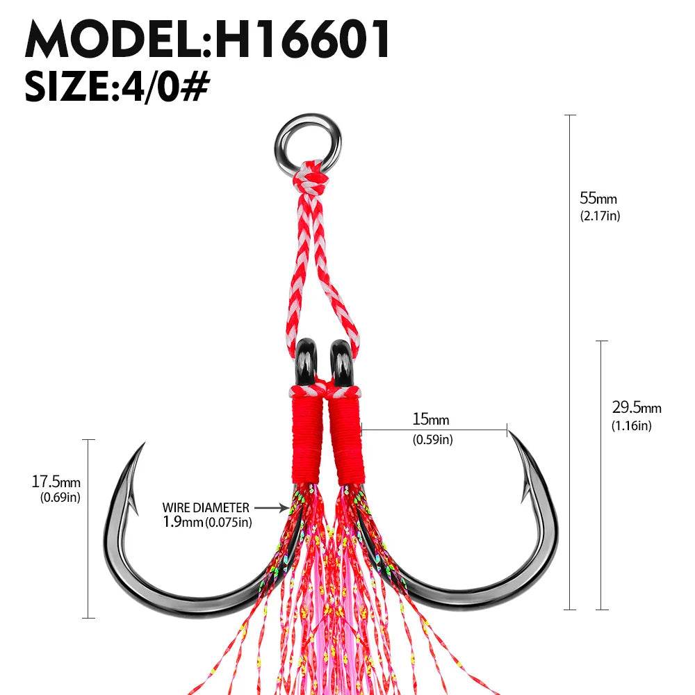 PROBEROS 2Pcs Assist Double Jig Hooks - Fish & Cheaps | Fishing & Outdoor Gear