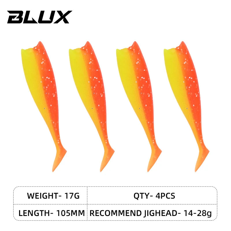 BLUX BLOD SHAD 80mm 105mm Soft Fishing Lure Jighead Black Tail Minnow Artificial Silicone Bait Saltwater Sea Bass Swimbait Gear