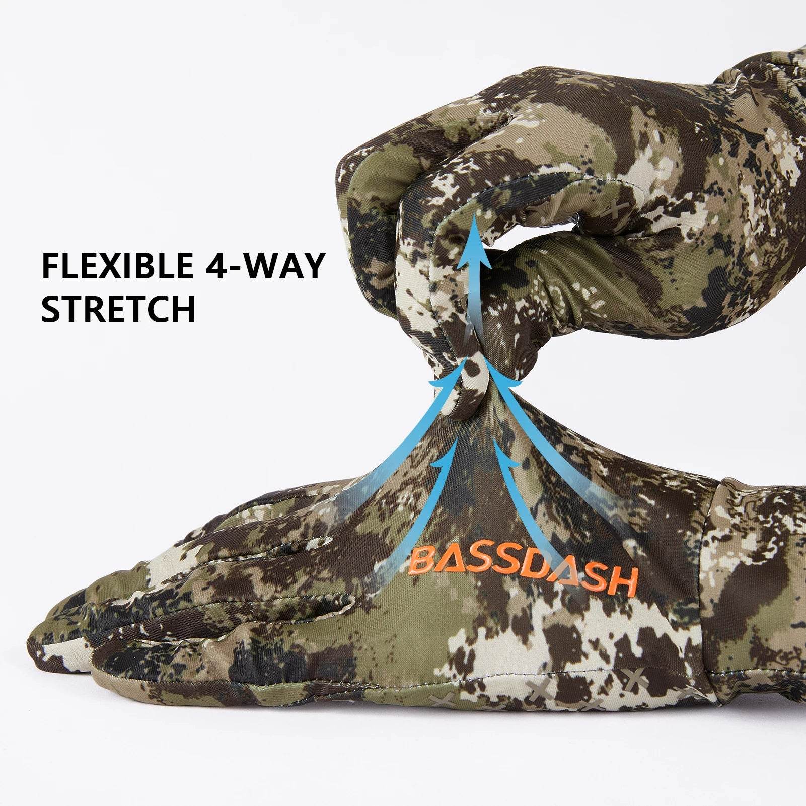 Bassdash Men’s Lightweight UPF 50+ Camo Gloves - Fish & Cheaps | Fishing & Outdoor Gear
