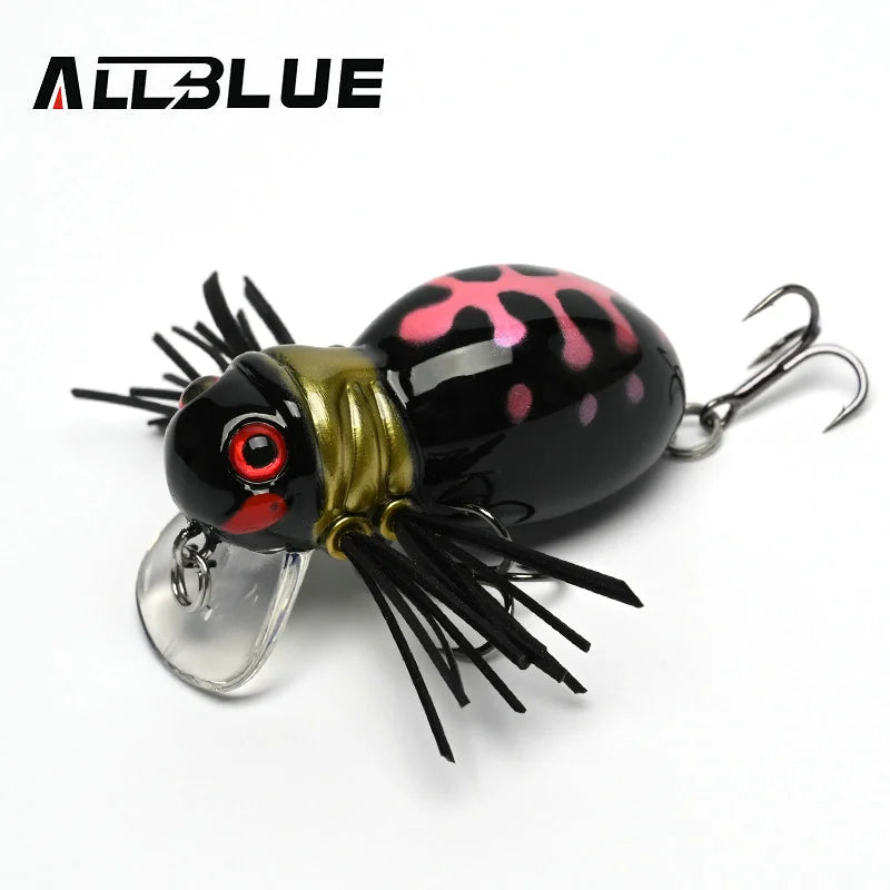 ALLBLUE FATSO SPIDER Topwater Shallow Crankbait 41MM 6.2G Rolling Insect Fishing Lure Wobbler Bait Freshwater Bass Pike Tackle