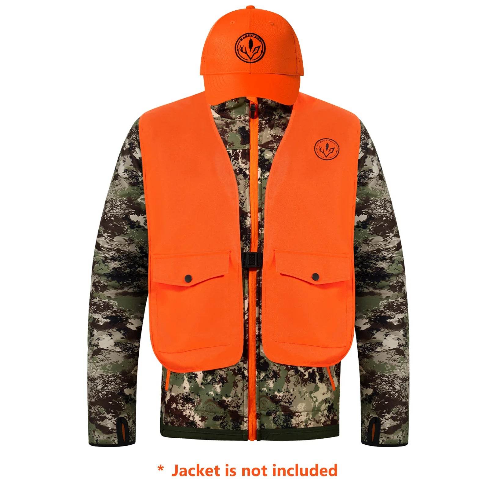 BASSDASH Blaze Orange High Visibility Vest & Cap Combo - Fish & Cheaps | Fishing & Outdoor Gear