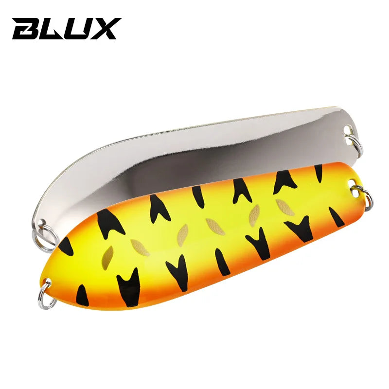 BLUX LUCIUS Legend Spoon Fsihing Lure 34G 100MM Pure Brass Casting Slow Trolling Metal Wobbler Pike Bass Bait Freshwater Tackle