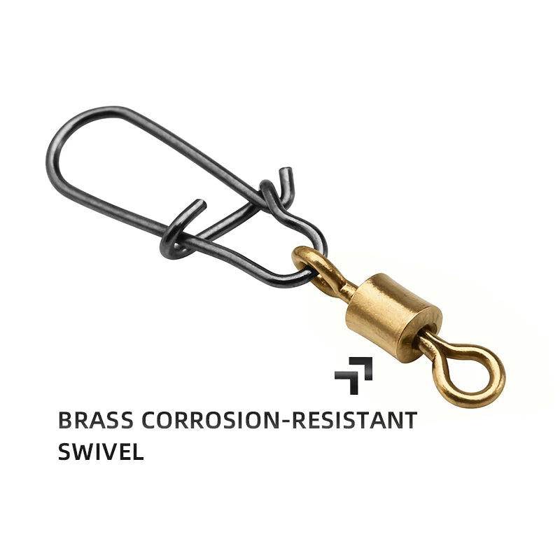 BLUX 50pcs Lock Snap with Superline Swivel Stainless Steel Lure Loop Quick Change Fishing Clips Fast Speed Connector Terminal