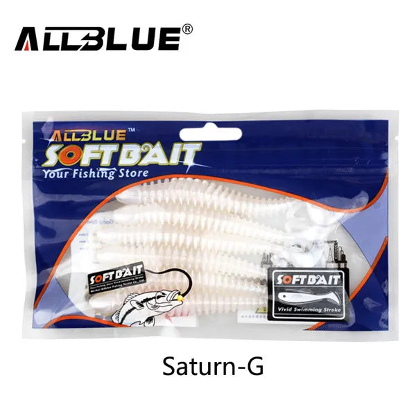 ALLBLUE Saturn 105mm 9g Soft Lure Single Tail Worm Grub 6pcs/lot Silicone Artificial Plastics Bait Bass Swimbait  Pike Tackle