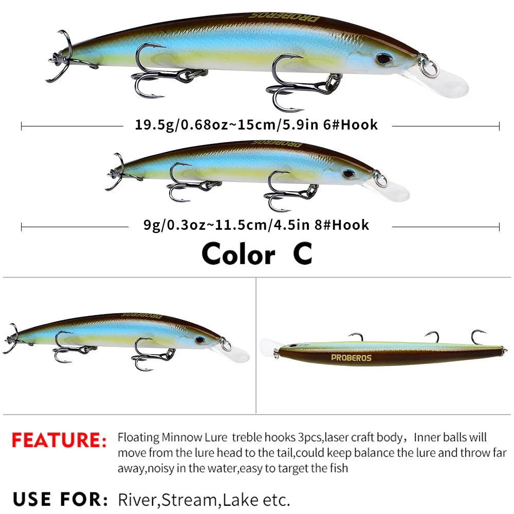 1Pcs Japanese Minnow Fishing Lures Floating 9g 19.5g Hard Bait Artificial Bait Wobbler Crankbait Carp Perch Pesca Fishing Tackle
