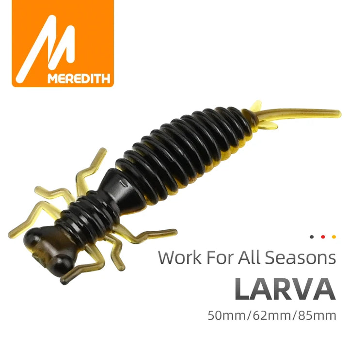 MEREDITH 10pcs Larva Fishing Lures 50mm 0.9g Soft Plastic Lures Larva Freshwater Swimbaits Silicone Soft Bait Worm For Fishing