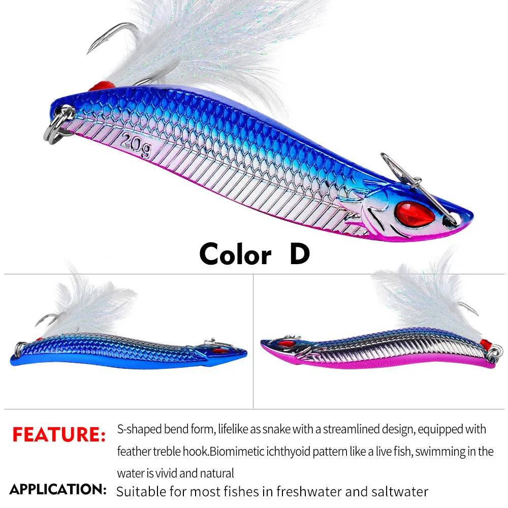 PROBEROS Spinner Spoon Metal Lure – Leech Feather Treble Hook - Fish & Cheaps | Fishing & Outdoor Gear