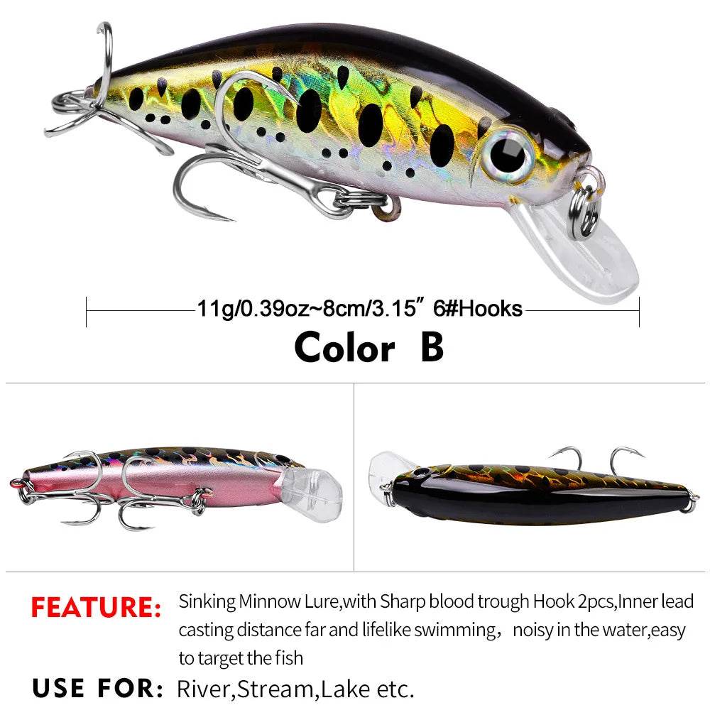 PROBEROS Sinking Minnow 80mm – Lifelike Crankbait Action - Fish & Cheaps | Fishing & Outdoor Gear