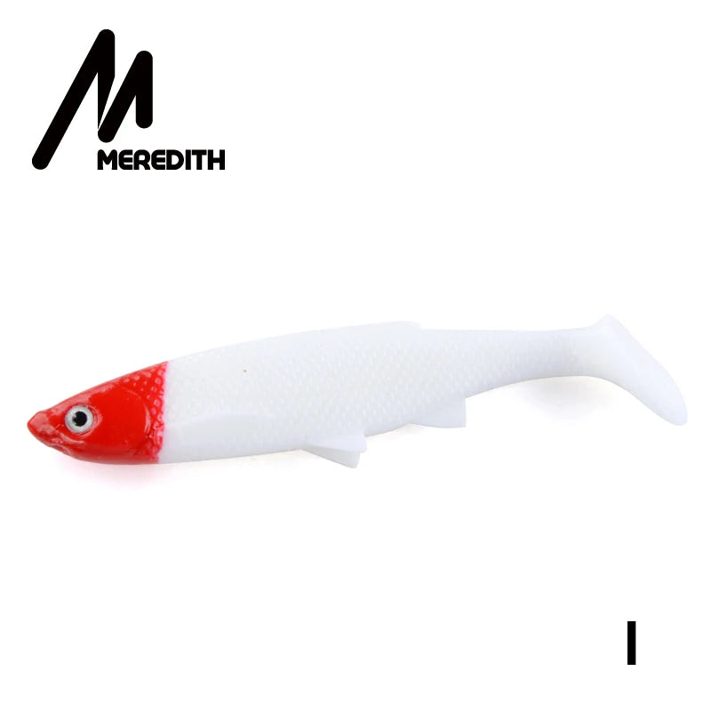 MEREDITH 4.73" Bleak Paddle Tail 14.5g 4pcs 120mm Fishing Soft Lures 3D Eyes T Tail Artificial Bait Plastic Pike Fishing Lures