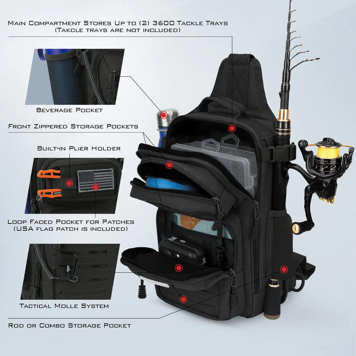 KastKing BlowBak Tactical Fashion Fishing Sling Tackle Bag