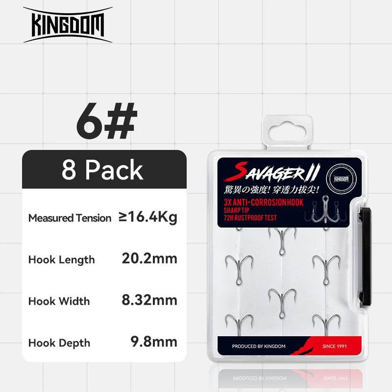 KINGDOM 3X Carbon Steel Treble Hooks - Fish & Cheaps | Fishing & Outdoor Gear