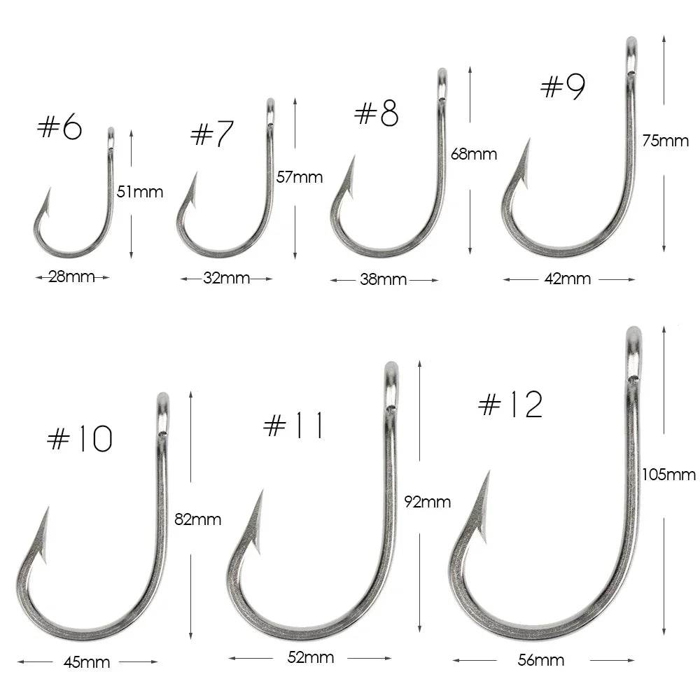 Goture 10pc Stainless Steel Saltwater Hooks - Fish & Cheaps | Fishing & Outdoor Gear